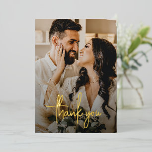 Tarjeta de agradecimiento de boda con foto y escri