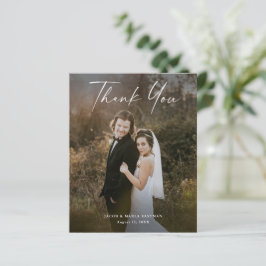 Tarjeta de agradecimiento de boda con foto y guión