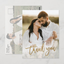 Tarjeta de agradecimiento de boda con foto y guión