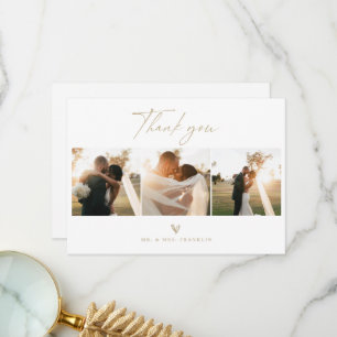 Tarjeta de agradecimiento de boda con foto y letra