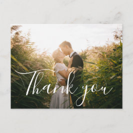 Tarjeta de agradecimiento de boda con foto y letra