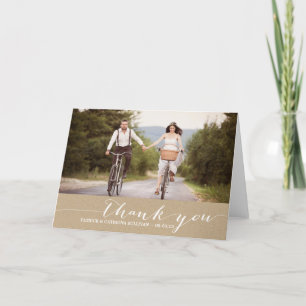 Tarjeta de agradecimiento de boda con foto y letra