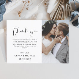 Tarjeta de agradecimiento de boda con foto y letra