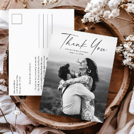 Tarjeta de agradecimiento de boda con foto y letra