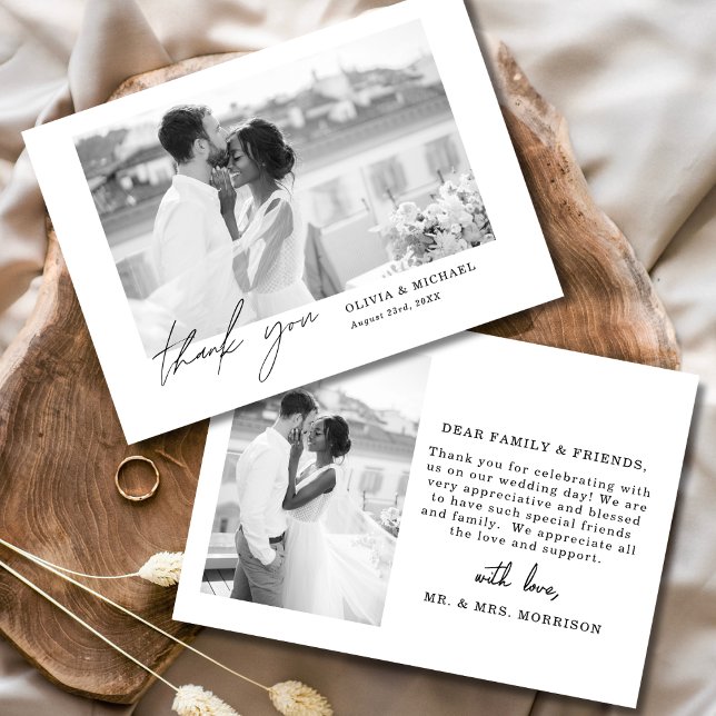 Tarjeta de agradecimiento de boda con foto y letra (Subido por el creador)