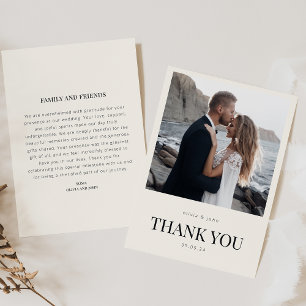 Tarjeta de agradecimiento de boda con foto y mensa