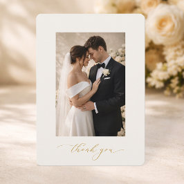 Tarjeta de agradecimiento de boda con fotografía y