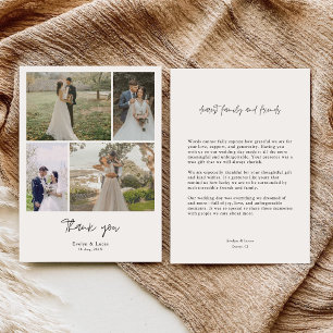 Tarjeta de agradecimiento de boda con fotos y cali
