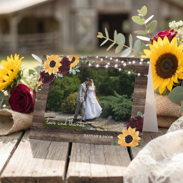 Tarjeta de agradecimiento de boda con girasoles de (Subido por el creador)