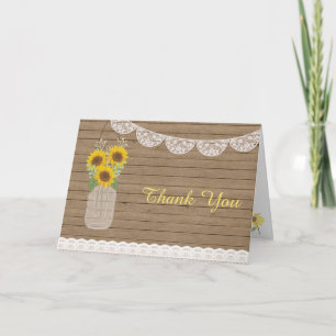 Tarjeta de agradecimiento de boda con girasoles en