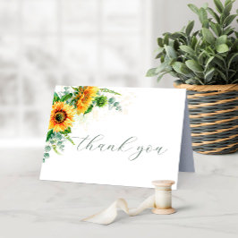 Tarjeta de agradecimiento de boda con girasoles rú