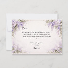 Tarjeta de agradecimiento de boda con glicina esti