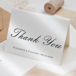 Tarjeta de agradecimiento de boda con guión blanco