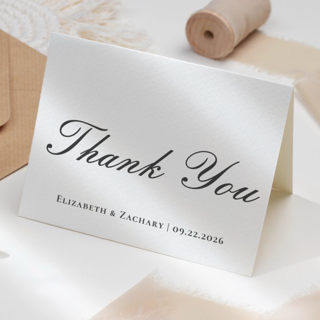 Tarjeta de agradecimiento de boda con guión blanco (Subido por el creador)