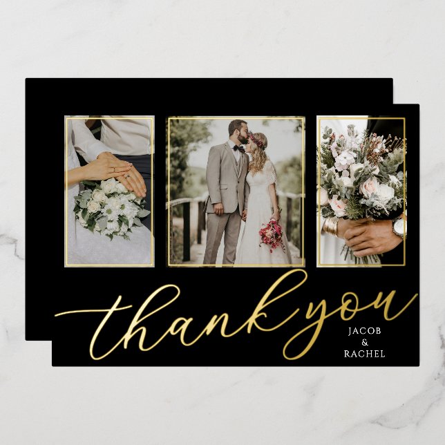 Tarjeta de agradecimiento de boda con guión de pap (Anverso/Reverso)