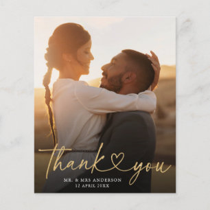 Tarjeta de agradecimiento de boda con guión de pre