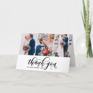 Tarjeta de agradecimiento de boda con guión de tre