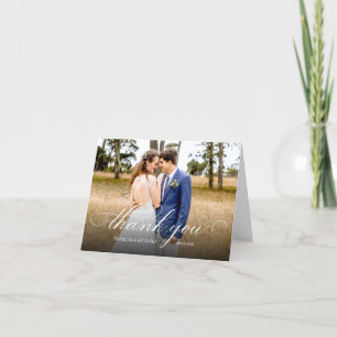 Tarjeta de agradecimiento de boda con guión elegan