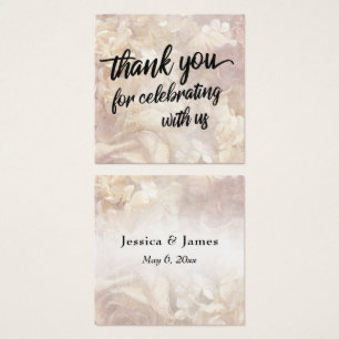 Tarjeta de agradecimiento de boda con guión floral