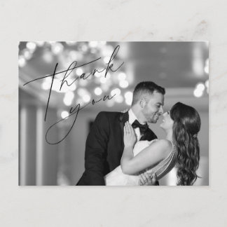 Tarjeta de agradecimiento de boda con guión minima