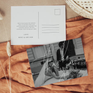 Tarjeta de agradecimiento de boda con guión minima