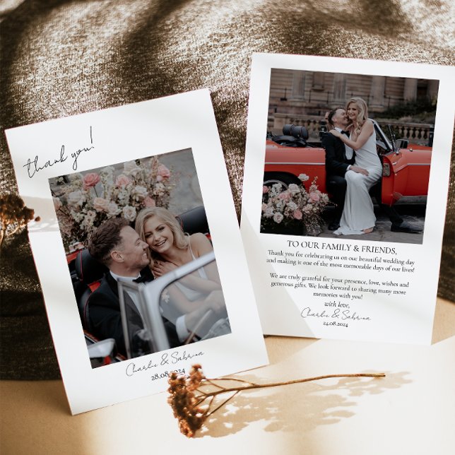 Tarjeta de agradecimiento de boda con guion minima (Subido por el creador)