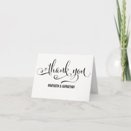 Tarjeta de agradecimiento de boda con guión modern