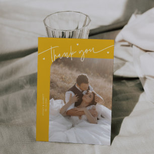 Tarjeta de agradecimiento de boda con guión modern