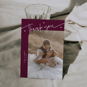 Tarjeta de agradecimiento de boda con guión modern