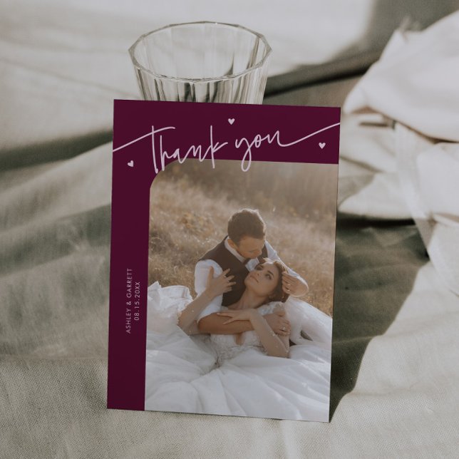 Tarjeta de agradecimiento de boda con guión modern (Subido por el creador)