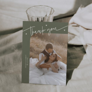 Tarjeta de agradecimiento de boda con guión modern