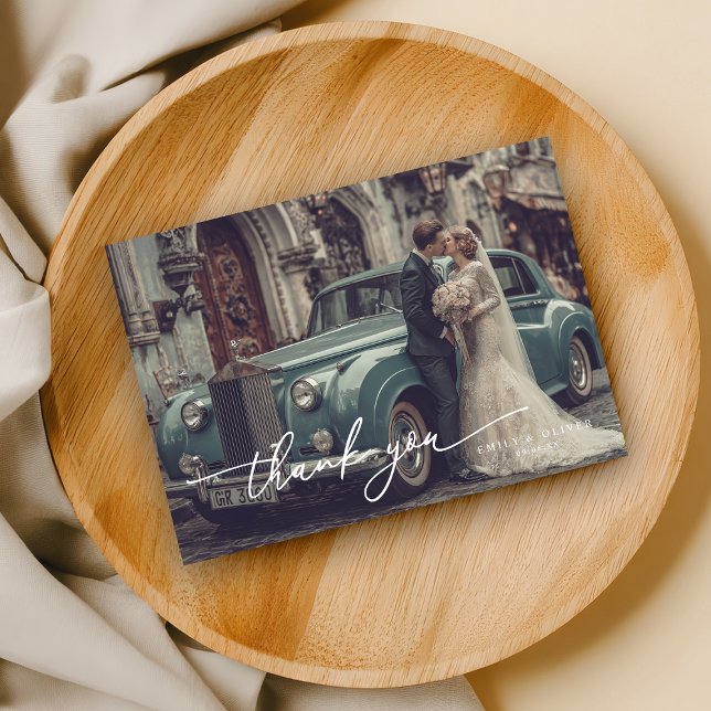 Tarjeta de agradecimiento de boda con guión modern (Subido por el creador)