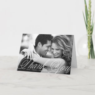 Tarjeta de agradecimiento de boda con guión románt