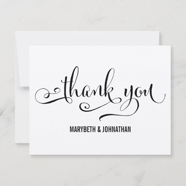 Tarjeta de agradecimiento de boda con guión Rustic (Anverso)
