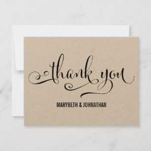 Tarjeta de agradecimiento de boda con guión Rustic