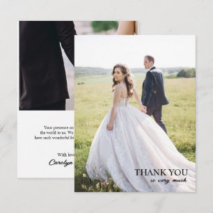 Tarjeta de agradecimiento de boda con guión simple