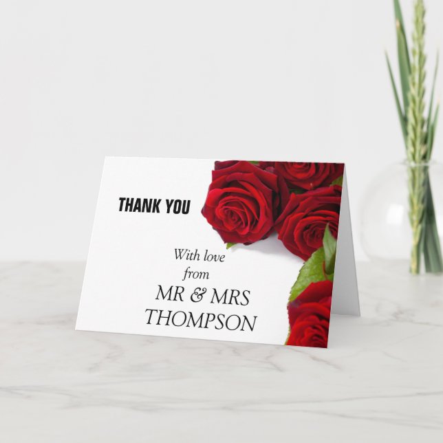 Tarjeta de agradecimiento de boda con guirnalda de (Anverso)