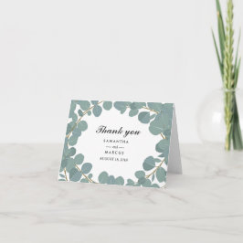 Tarjeta de agradecimiento de boda con guirnalda de