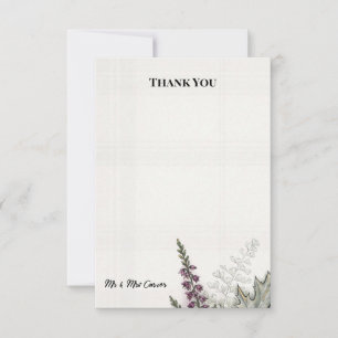Tarjeta de agradecimiento de boda con helecho y ca