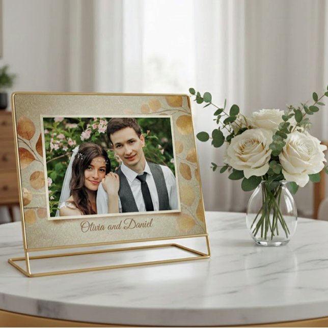 Tarjeta de agradecimiento de boda con hoja de oro  (Subido por el creador)