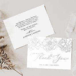 Tarjeta de agradecimiento de boda con hoja de plat