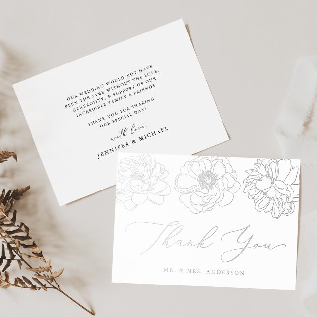 Tarjeta de agradecimiento de boda con hoja de plat (Subido por el creador)