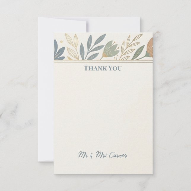 Tarjeta de agradecimiento de boda con hoja de salv (Anverso)
