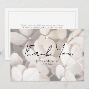 Tarjeta de agradecimiento de boda con Hortensia Bl