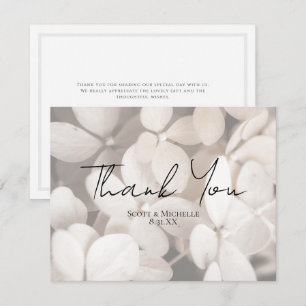 Tarjeta de agradecimiento de boda con hortensias b