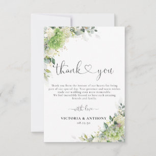 Tarjeta de agradecimiento de boda con Hortensias V