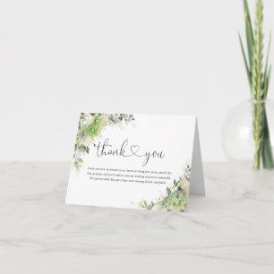 Tarjeta de agradecimiento de boda con hortensias v
