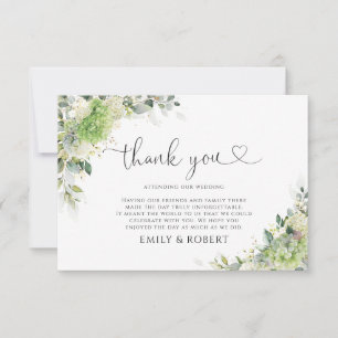 Tarjeta de agradecimiento de boda con hortensias v