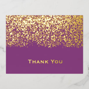 Tarjeta de agradecimiento de boda con lámina de or