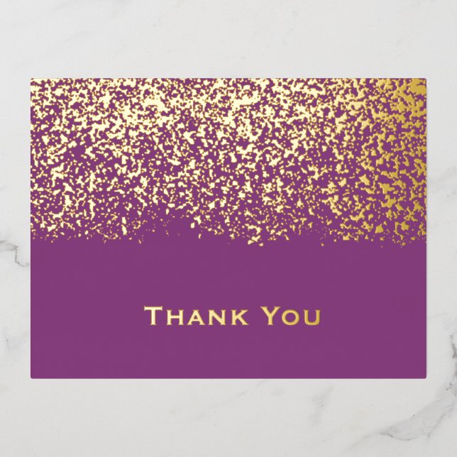 Tarjeta de agradecimiento de boda con lámina de or (Anverso)